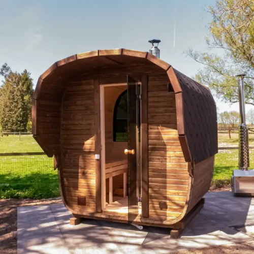 Hottub houtkachel Square RVS316 extern | Buitensauna Quatro houtgestookt vurenhout Harvia Led verlichting 1