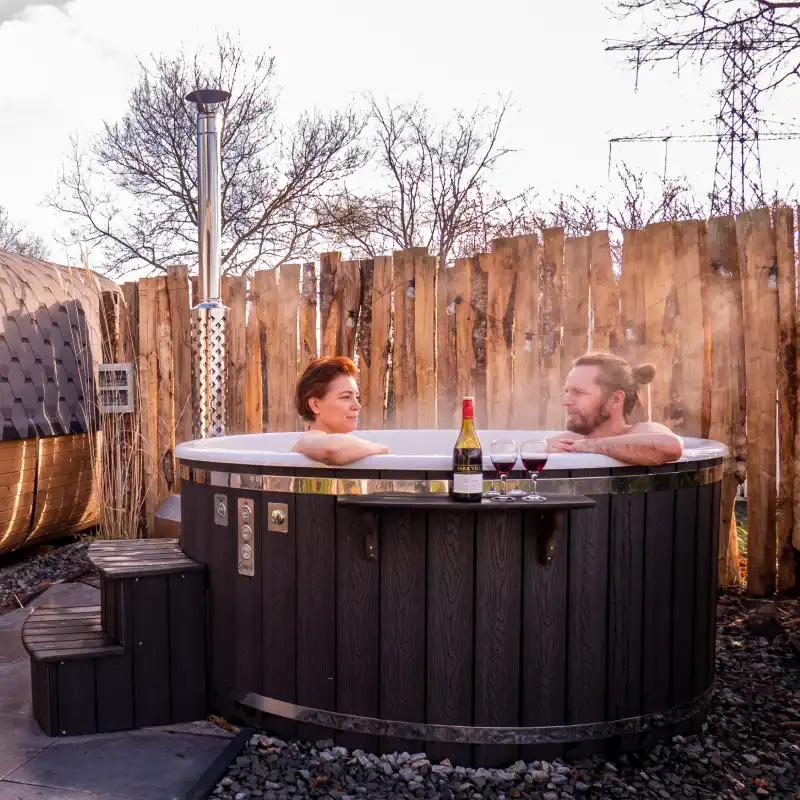 Hottub kopen Qrest Q-tub XL extern kachel houtgestookt