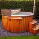 Hottub Q-tub XXL | Hybride houtgestookt hottub XXL extern intern kachel qrest 6