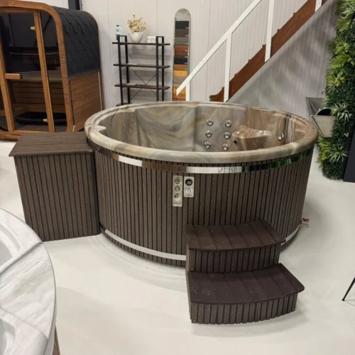 Fasssauna 2,80 Meter, Q-Barrel 2.8m | Große Elektrische Hottub mit Wärmepumpe 08