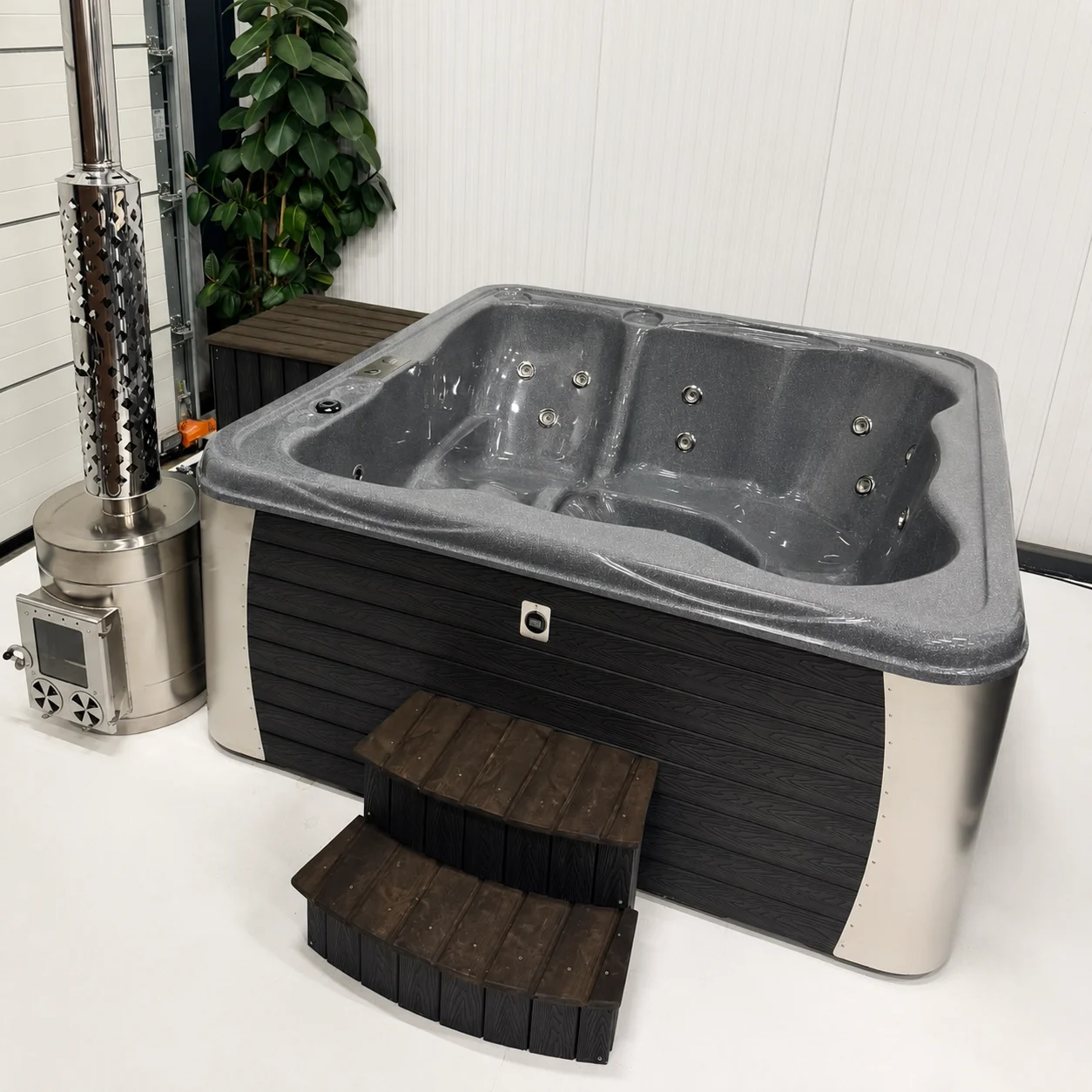 Jacuzzi chauffé au bois