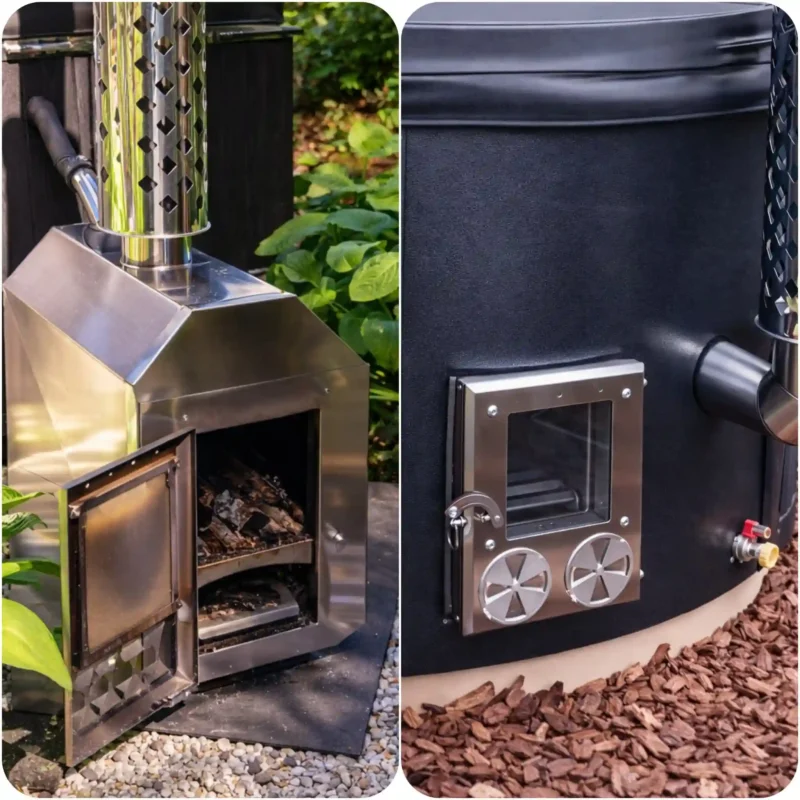 Houtgestookte hottub kopen met een interne houtkachel of een externe houtkachel.