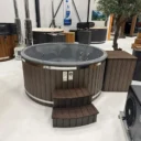 Spa Chauffé au Bois Marron en Bois Composite, Q-tub XL Externe | Houtgestookte Hottub Bruin Kunsthout Q tub XL Extern 2