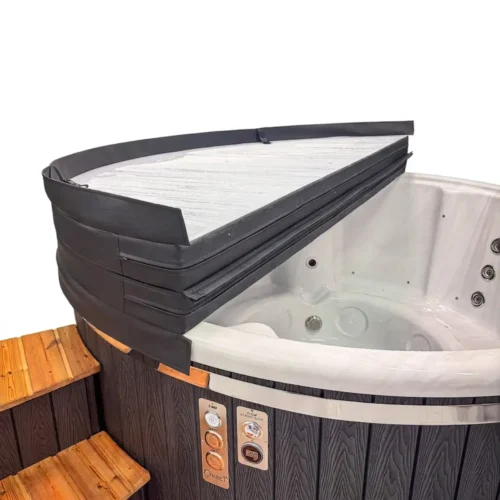 Hottub houtkachel Square RVS316 extern | isolerende hottub cover kunstleer 1
