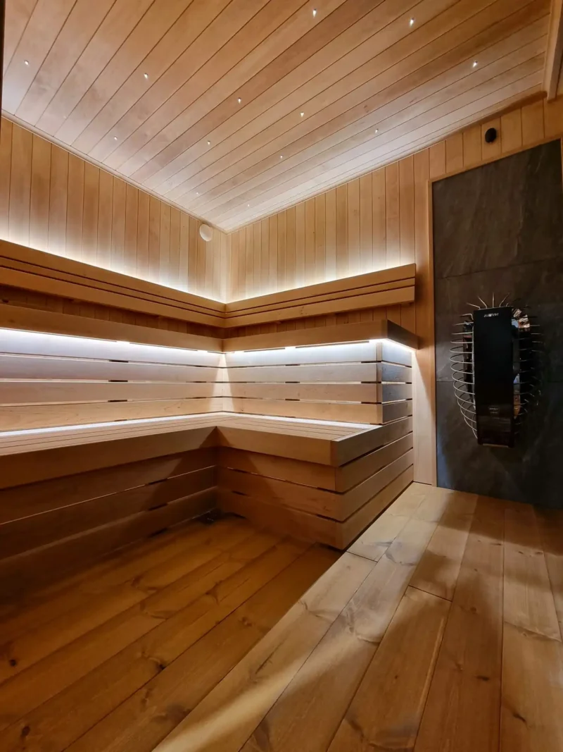 buitensauna-binnenkant Cube-Sauna mit LED-Beleuchtung